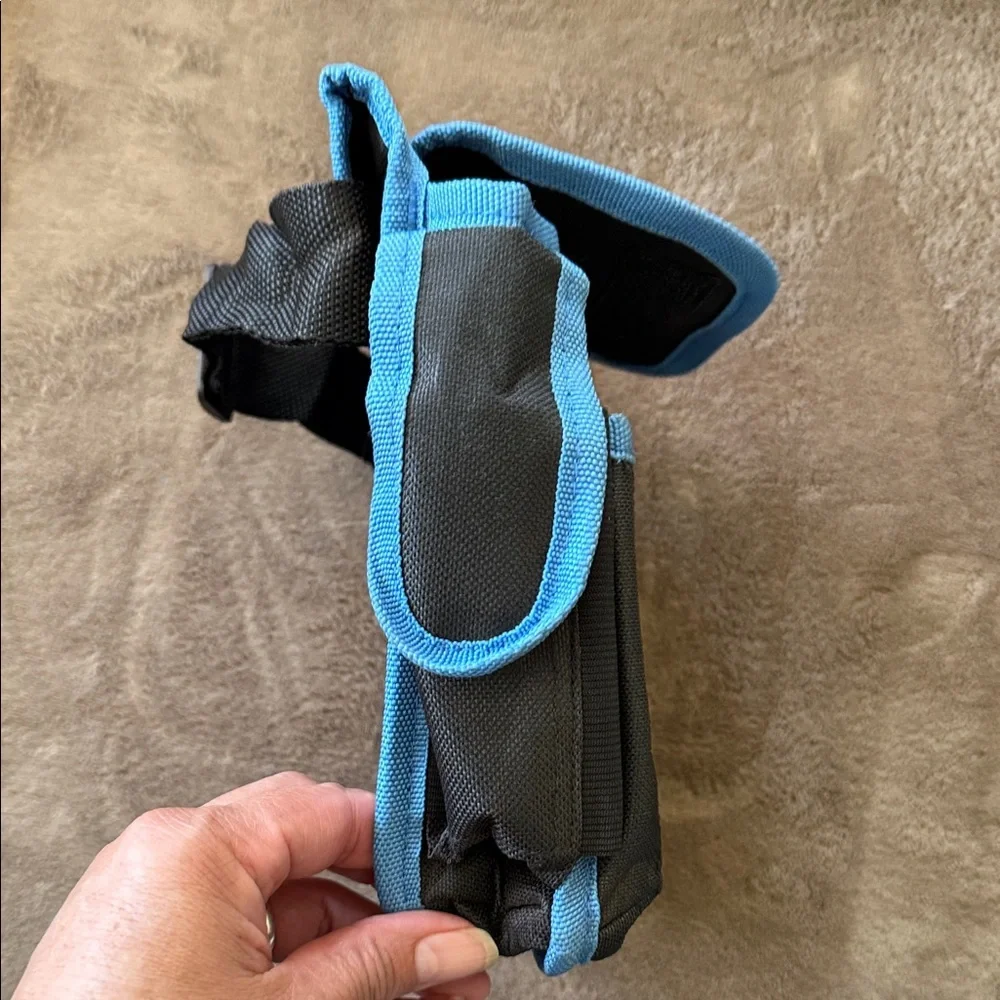 blue and black tool bag